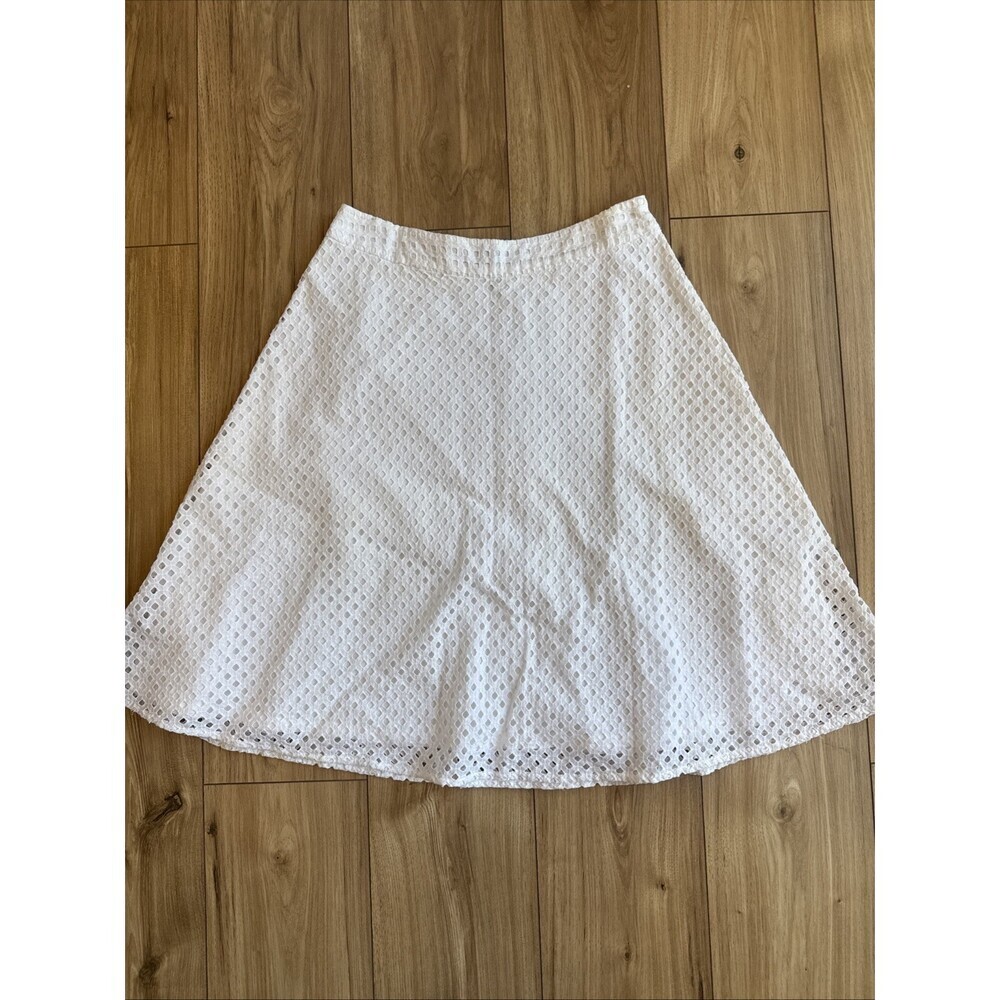 Talbots White Lace Eyelet Midi Skirt Size 6 A Line Fairy Cottage Core Whimsy